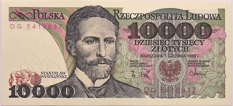 Banknot 10000 zł Stanisław Wyspiański 1988 stan 1