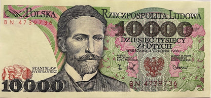 Banknot 10000 zł Stanisław Wyspiański 1988 stan 2