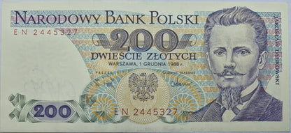 Banknot 200 zł 1988 Jarosław Dąbrowski stan 1