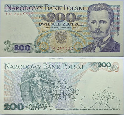 Banknot 200 zł 1988 Jarosław Dąbrowski stan 1