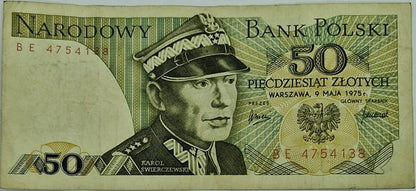 Banknot 50 zł 1975 Karol Świerczewski stan 3