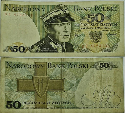 Banknot 50 zł 1975 Karol Świerczewski stan 3