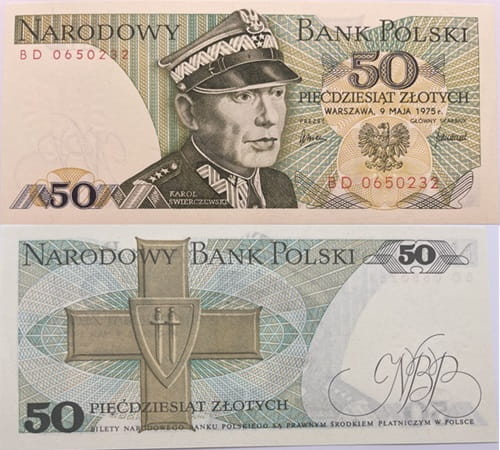 Banknot 50 zł 1975 Karol Świerczewski UNC