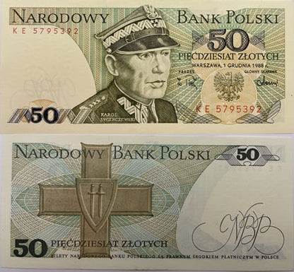 Banknot 50 zł 1988 Karol Świerczewski UNC