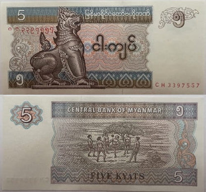 Birma banknot 5 Kyat UNC/-UNC