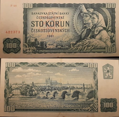 Czechosłowacja banknot 100 koron 1961 r. stan 3
