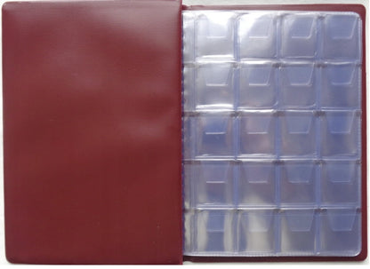 Klaser na monety 160 okienek 25x25 mm bordowy
