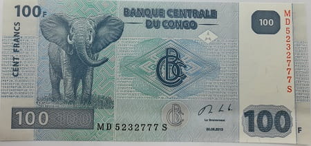 Kongo banknot  100 franków 2022 UNC