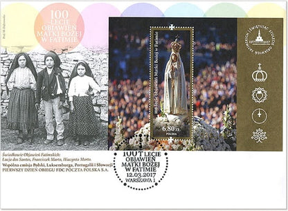 Koperta FDC 100-leci objawień w Fatimie 2017
