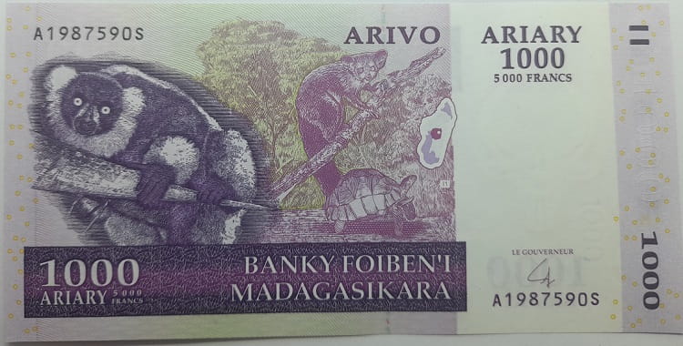 Madagaskar banknot 1000 Ariary 2004 r. UNC