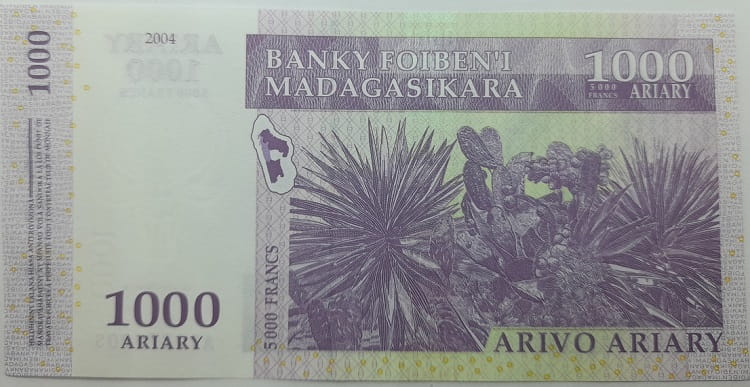 Madagaskar banknot 1000 Ariary 2004 r. UNC