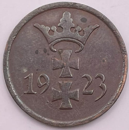 Moneta 1 fenig Wolne Miasto Gdańsk 1923
