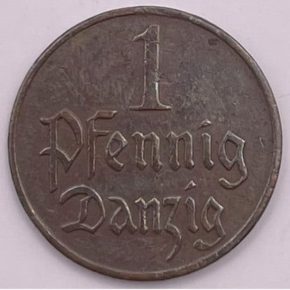 Moneta 1 fenig Wolne Miasto Gdańsk 1923