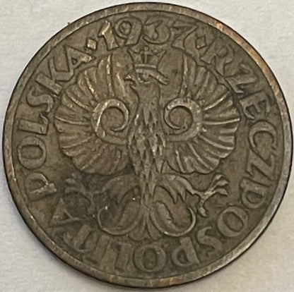 Moneta 1 grosz 1937 r.