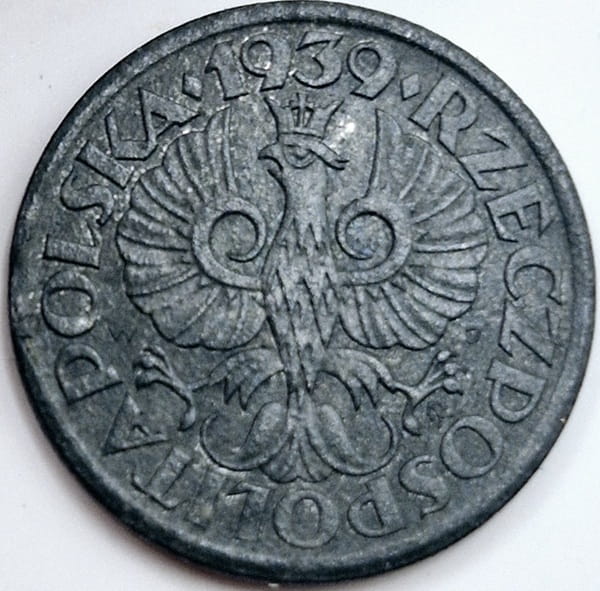 Moneta 1 grosz 1939 Zn