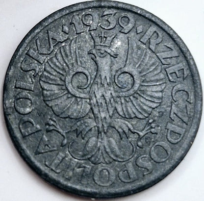 Moneta 1 grosz 1939 Zn