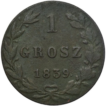 Moneta 1 grosz Warszawa MW 1839 r. stan 3