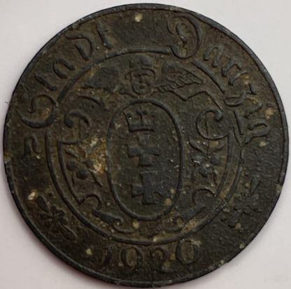Moneta 10 fenigów 1920 r. Wolne Miasto Gdańsk stan 3