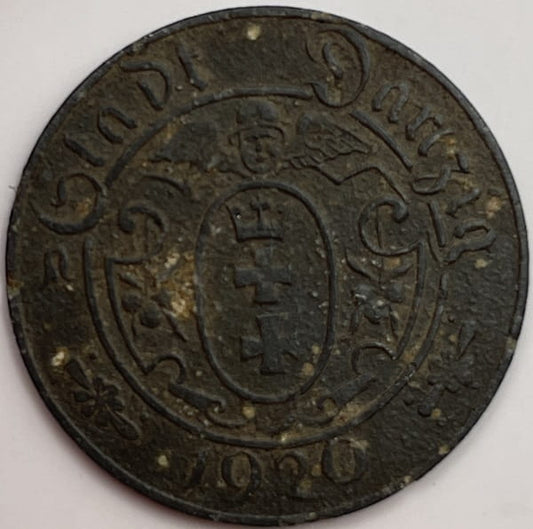 Moneta 10 fenigów 1920 r. Wolne Miasto Gdańsk stan 3