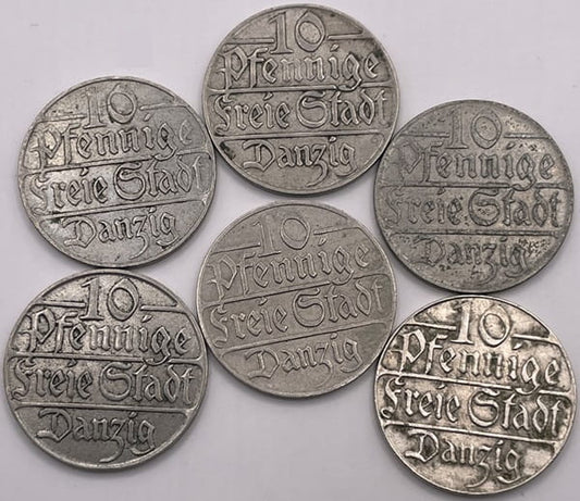 Moneta 10 fenigów Wolne Miasto Gdańsk 1923 stan 3