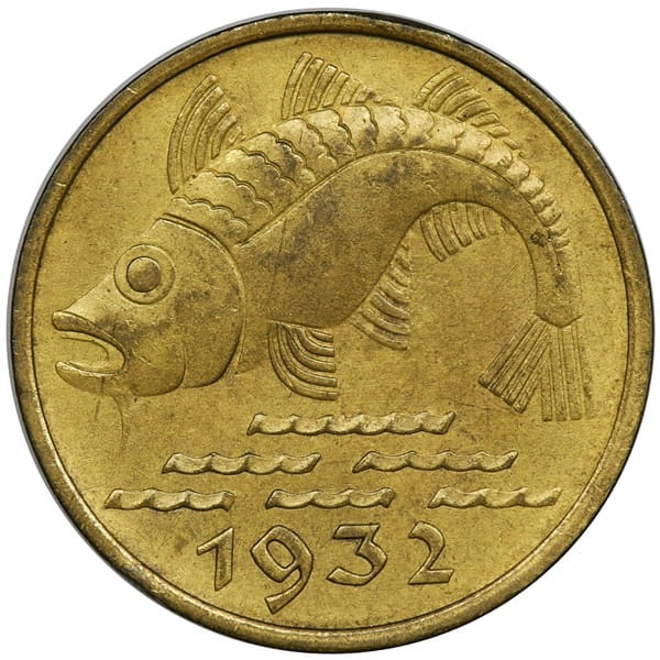 Moneta 10 fenigów Wolne Miasto Gdańsk 1932 r. stan 1