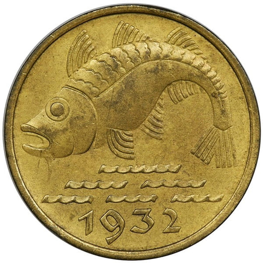 Moneta 10 fenigów Wolne Miasto Gdańsk 1932 r. stan 1