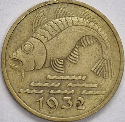 Moneta 10 fenigów Wolne Miasto Gdańsk 1932 stan 2