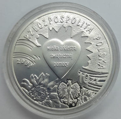Moneta 10 zł 10 lat Wielkiej Orkiestry Świątecznej Pomocy WOŚP 2003