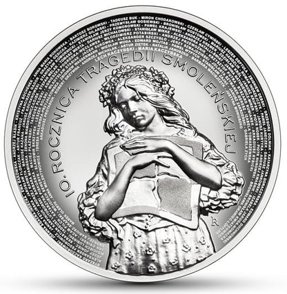 Moneta 10 zł 10. rocz. Tragedii Smoleńskiej  2020 r. uncja