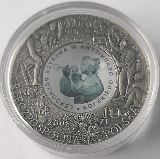 Moneta 10 zł 400. rocz. osadnictwa w Ameryce Północnej 2008 r.