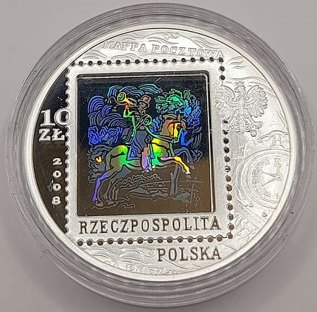 Moneta 10 zł 450 lat Poczty Polskiej 2008