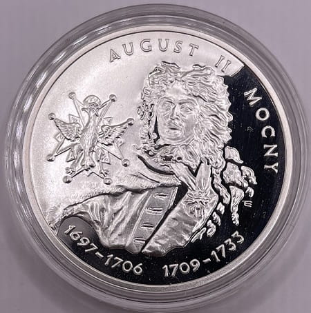 Moneta 10 zł August II Mocny popiersie 2002 r.