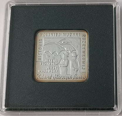 Moneta 10 zł Jeremi Przybora Jerzy Wasowski kwadrat 2011 r.