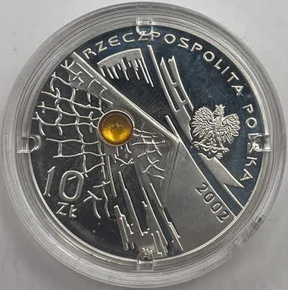 Moneta 10 zł MŚ Korea-Japonia bursztyn 2002