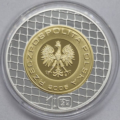 Moneta 10 zł MŚ w piłce nożnej Niemcy plater 2006