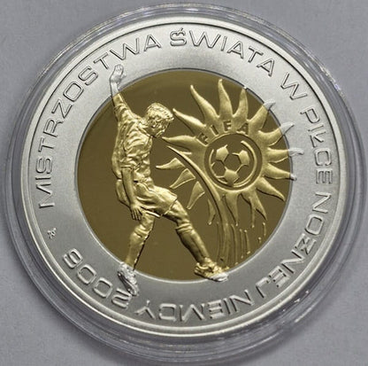 Moneta 10 zł MŚ w piłce nożnej Niemcy plater 2006
