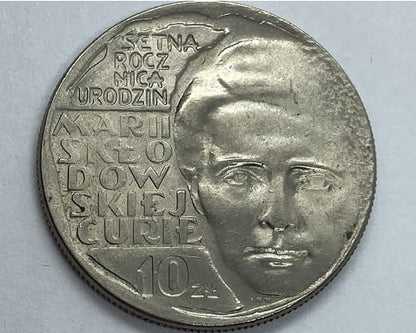 Moneta 10 zł Maria Skłodowska-Curie 1967