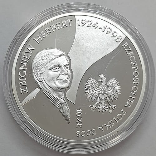 Moneta 10 zł Zbigniew Herbert 2008 r.