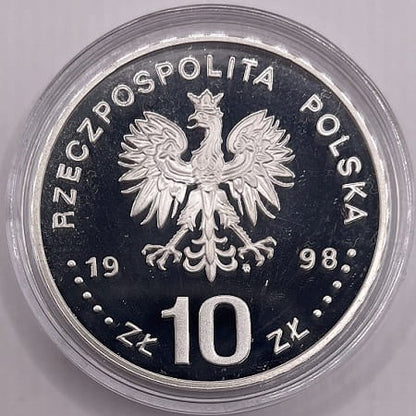 Moneta 10 zł gen. August Emil Fieldorf Nil 1998 r.