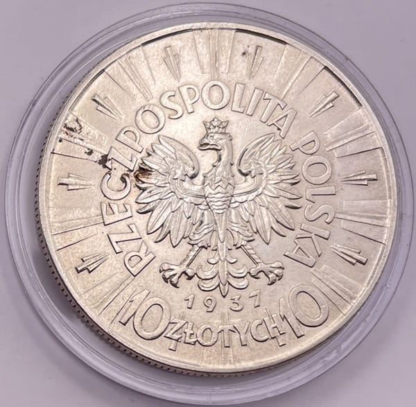 Moneta 10 złotych 1937 r. Józef Piłsudski stan 2