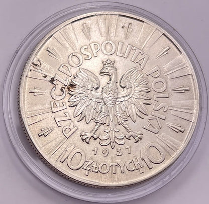 Moneta 10 złotych 1937 r. Józef Piłsudski stan 2