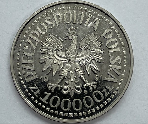 Moneta 100000 zł Jan Paweł II Nikiel 1991 r. próba