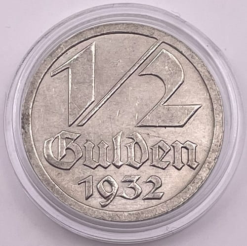 Moneta 1/2 guldena 1932 r. Wolne Miasto Gdańsk