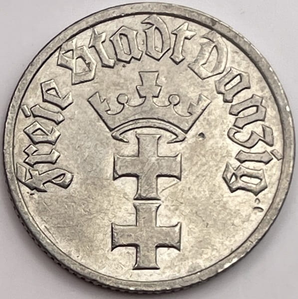 Moneta 1/2 guldena 1932 r. Wolne Miasto Gdańsk stan 3