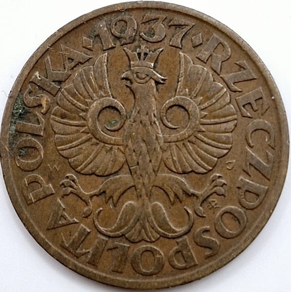 Moneta 2 grosze 1937 stan 2