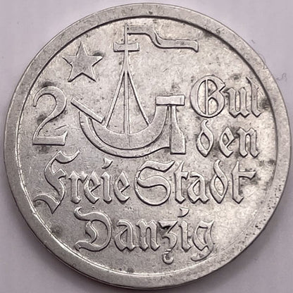 Moneta 2 guldeny 1923 r. Wolne Miasto Gdańsk