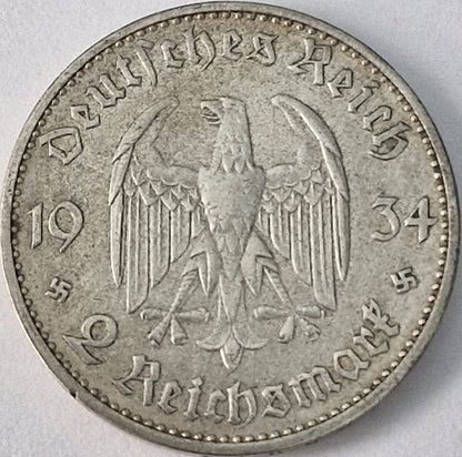 Moneta 2 marki 1934 H Kościół