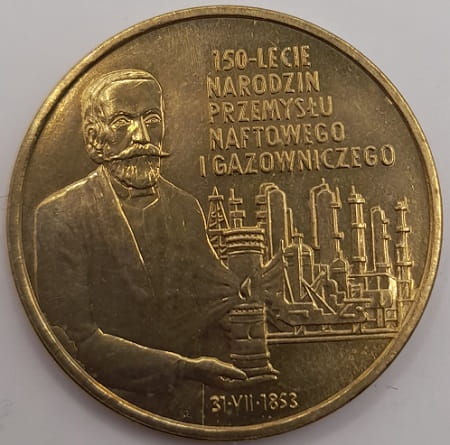 Moneta 2 zł 150-lecie przemysłu naftowego i gazowniczego 2003