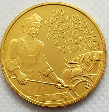 Moneta 2 zł 400 rocznica Polskiego Osadnictwa w Ameryce Płn 2008