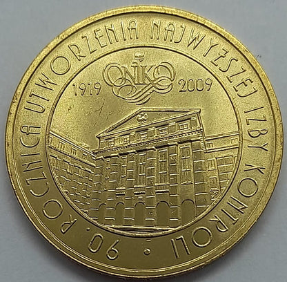 Moneta 2 zł 90 rocznica utworzenia NIK 2009